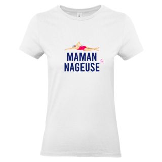 Tee shirt blanc Femme Maman Nageuse