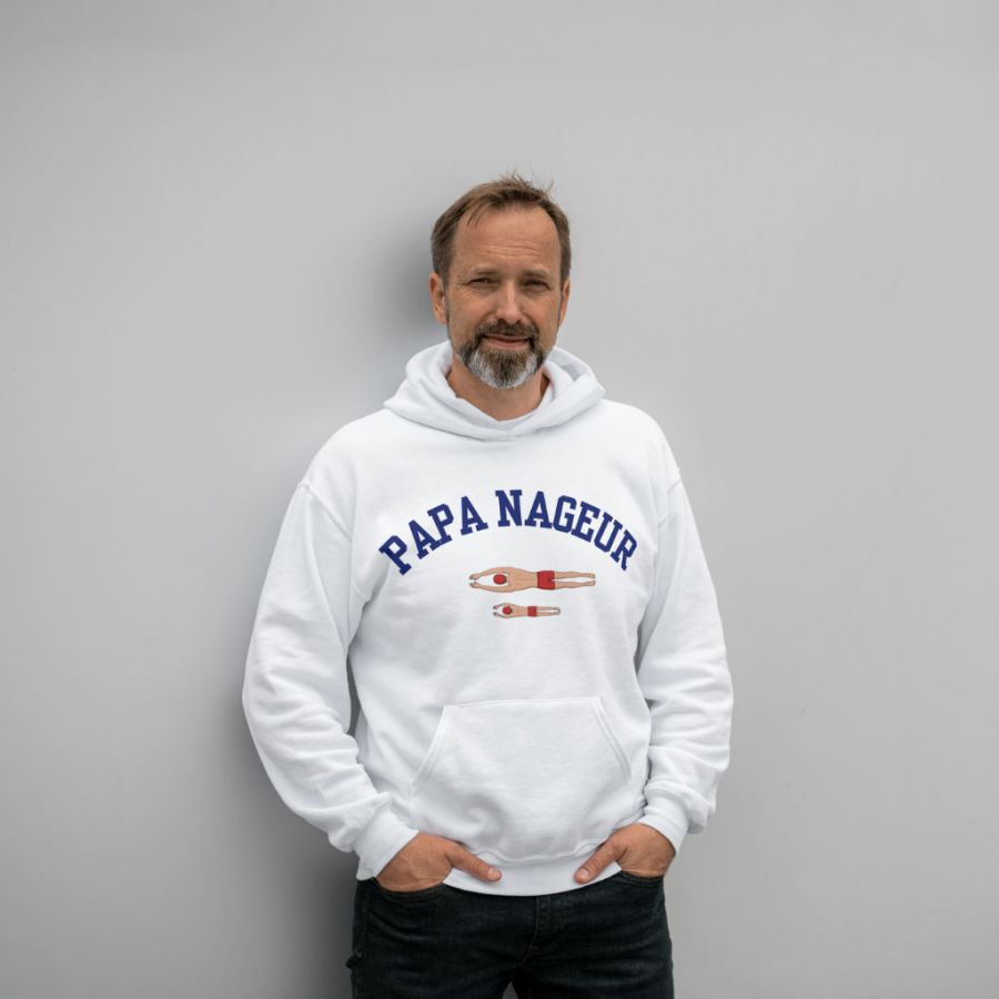 Sweat blanc Papa nageur