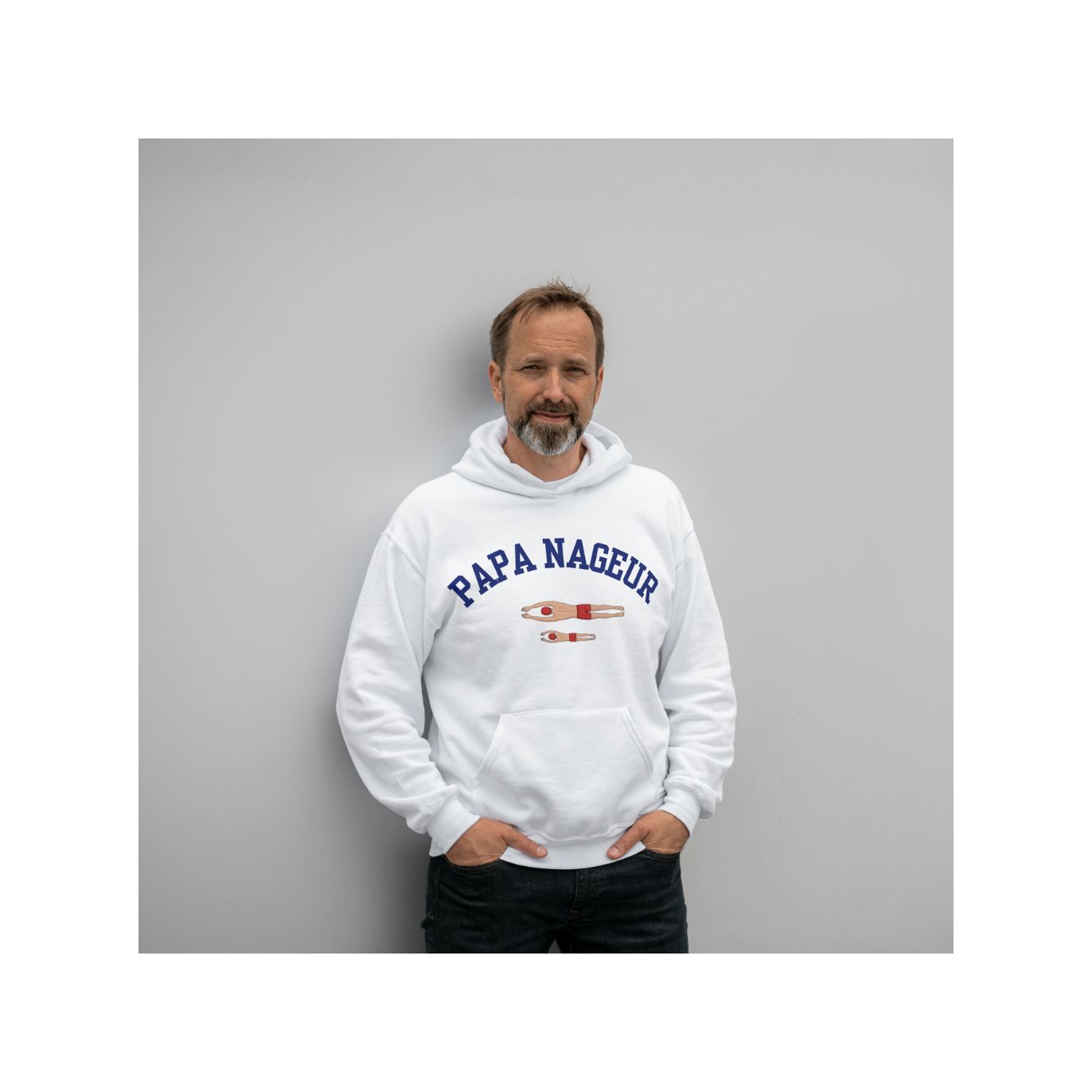 Sweat blanc Papa nageur